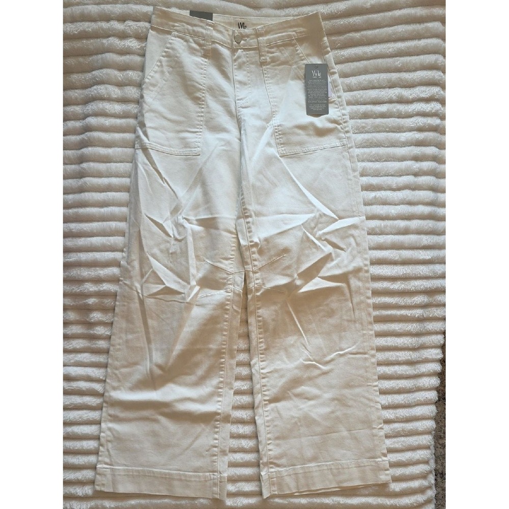 Wash Lab Denim WL2339B Wide Leg Utility Pants Creme White Size 27 NEW‎